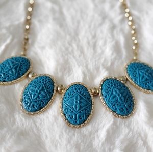 CC Blue & Gold Statement Necklace
